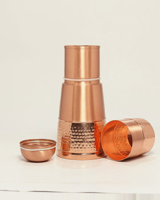 Roots 2-in-1 Hammered Copper Travel Tumbler, unscrewed