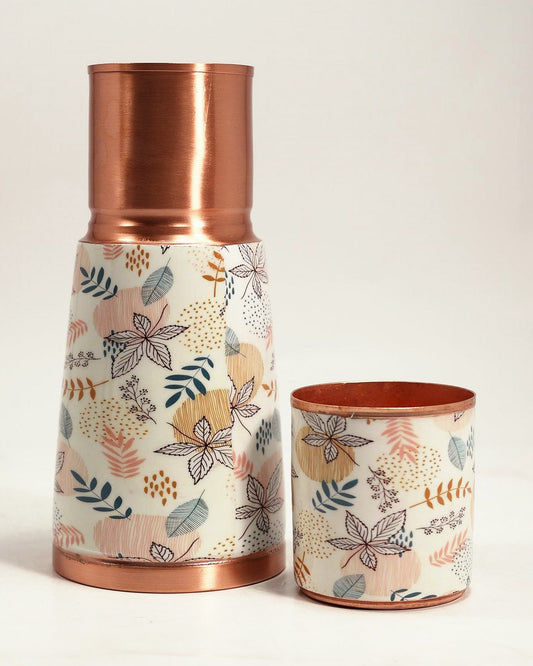 Roots Botanical Bloom Printed Copper Bottle with cap off