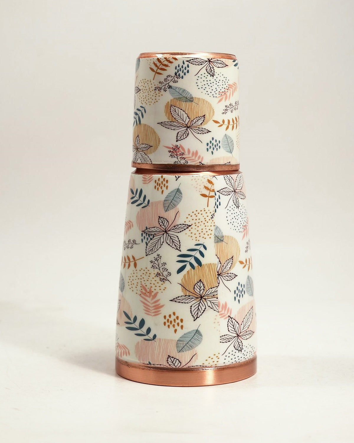 Roots Botanical Bloom Printed Copper Bottle with tumbler