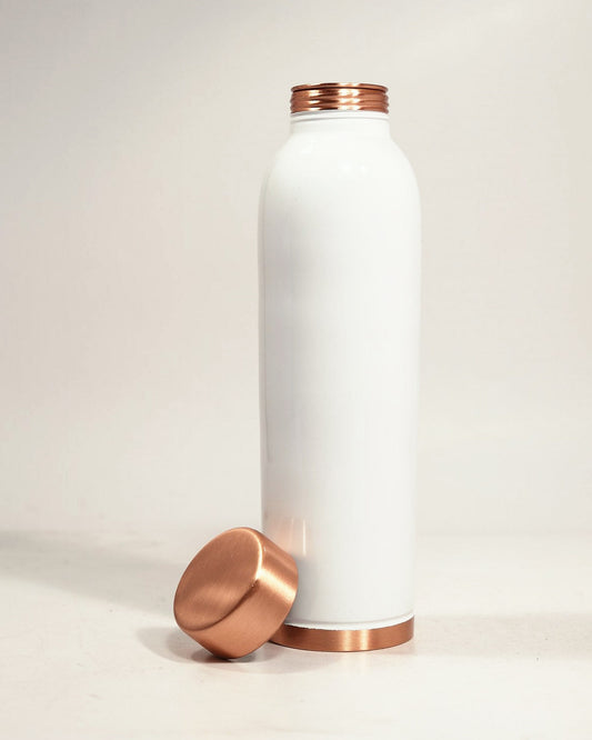 Roots Pearl White Enamel Copper Bottle - cap detail