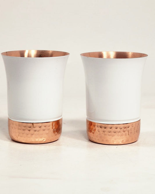 Roots Pearl White Enamel Copper Tumbler Set of 2
