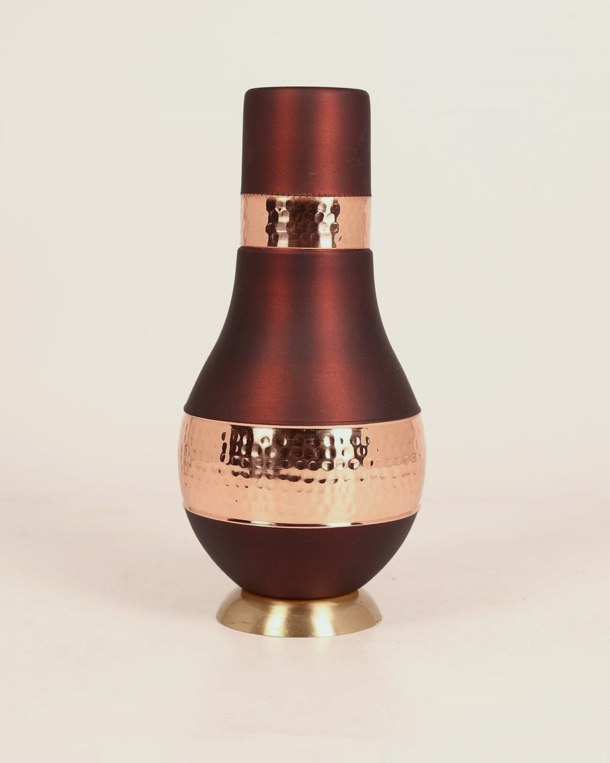 Roots Wine Matte Hammered Copper Bottle - side view